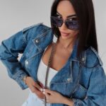 Kurtka katana jeansowa Brenda 175 Ola Voga niebieska