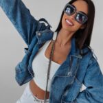 Kurtka katana jeansowa Brenda 175 Ola Voga niebieska