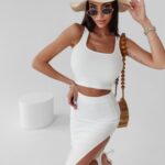 Komplet prążkowany Goja Ola Voga ecru