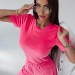 Komplet welurowy Mala Ola Voga różowy