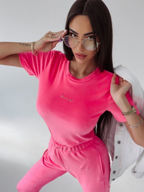 Komplet welurowy Mala Ola Voga różowy