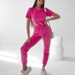 Komplet welurowy Mala Ola Voga fuksja