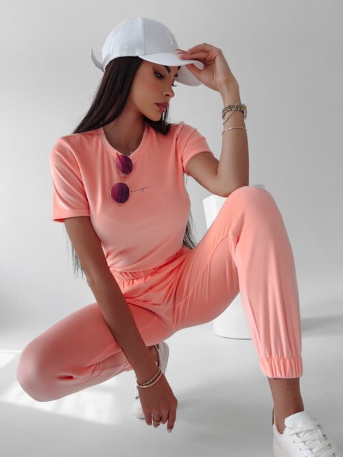 Komplet welurowy Mala Ola Voga łososiowy