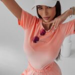 Komplet welurowy Mala Ola Voga łososiowy