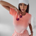 Komplet welurowy Mala Ola Voga łososiowy