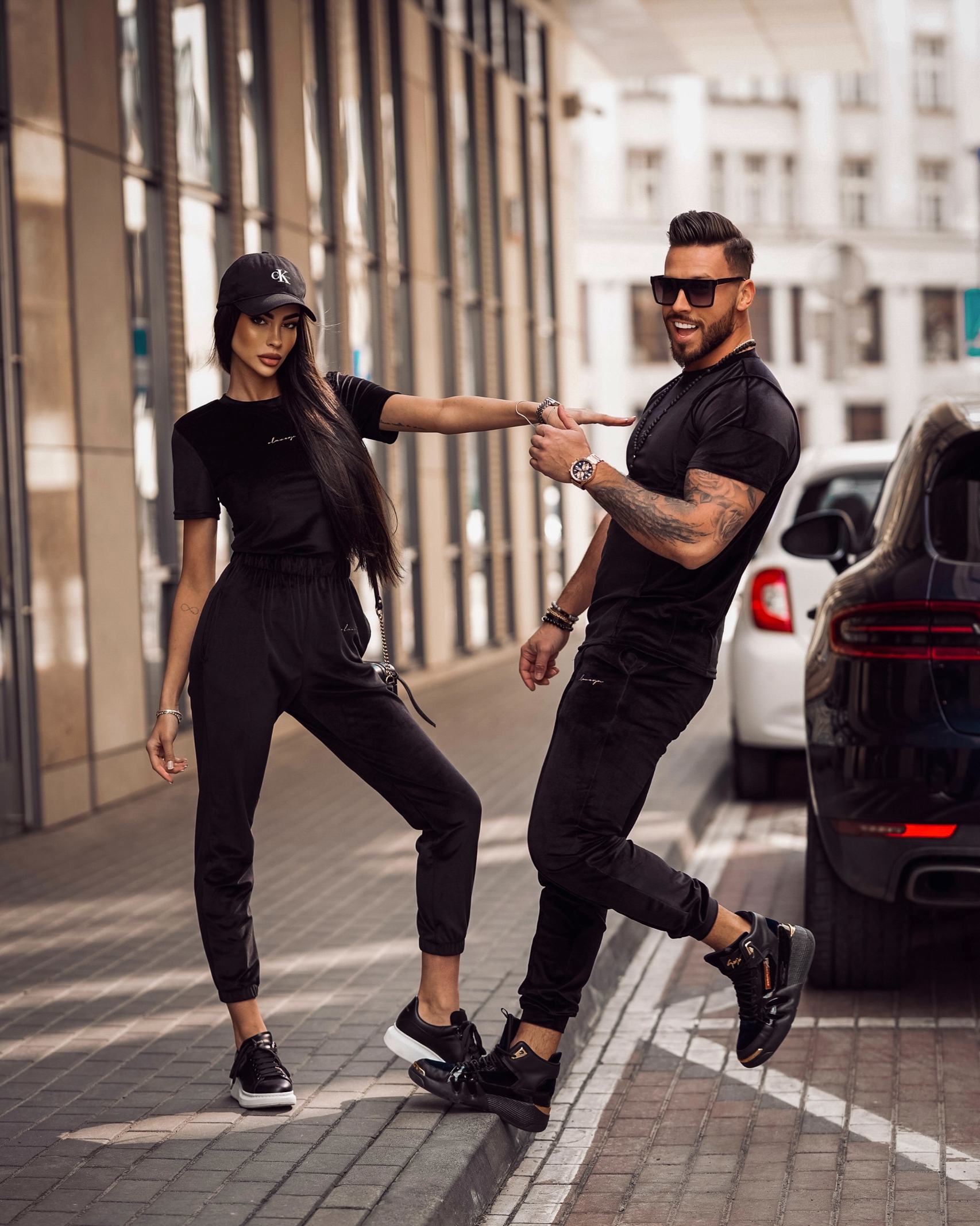 Komplet męski welurowy Luca Ola Voga czarny