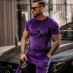 Komplet męski welurowy Luca Ola Voga śliwkowy