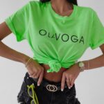T-shirt bawełniany Dois Ola Voga neonowy zielony