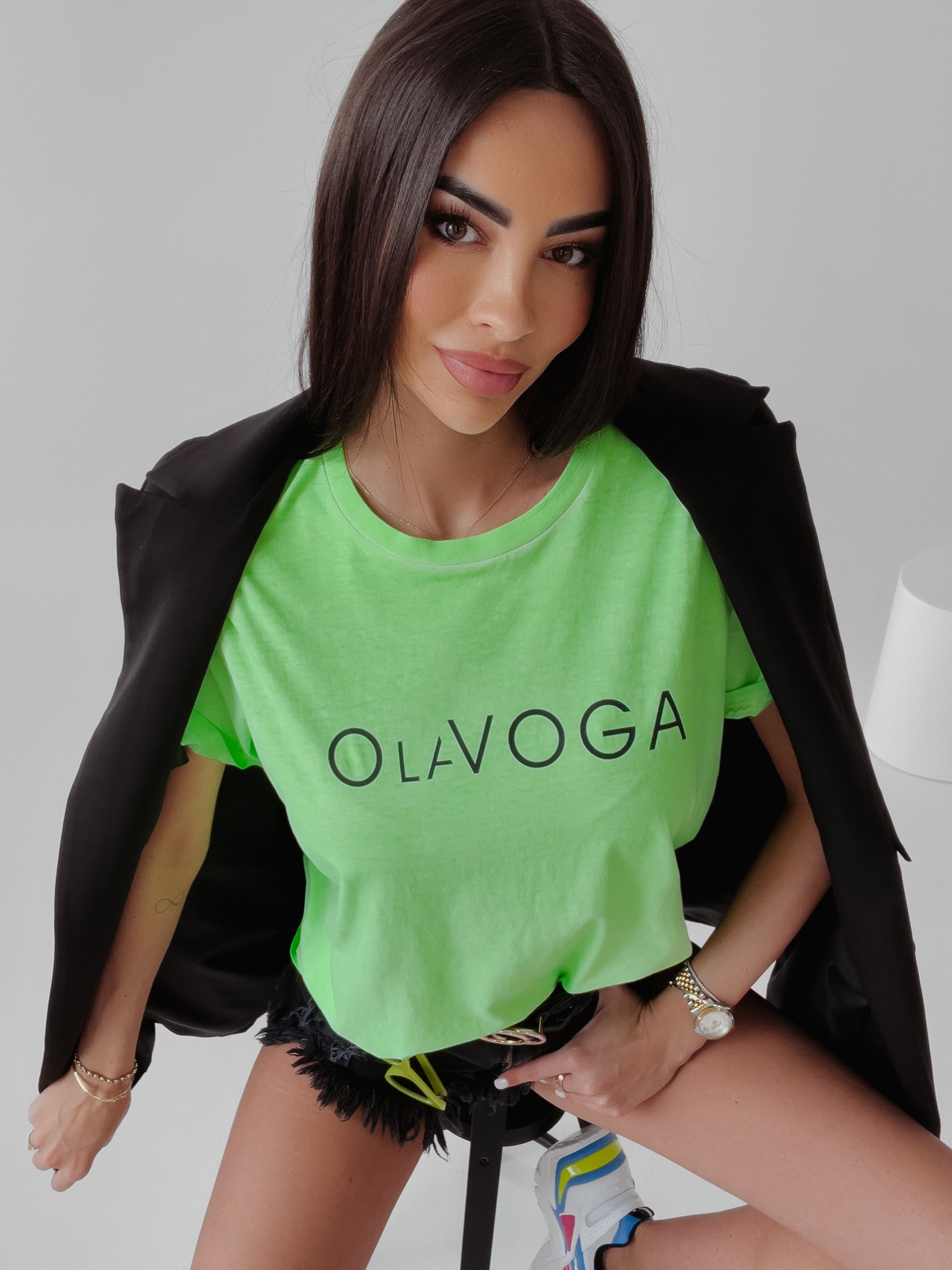 T-shirt bawełniany Dois Ola Voga neonowy zielony T-shirt bawełniany Dois Ola Voga neonowy zielony