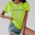T-shirt bawełniany Dois Ola Voga limonkowy