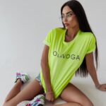 T-shirt bawełniany Dois Ola Voga limonkowy