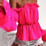 Bluzka szyfonowa marszczona NB Cali neon fuksja