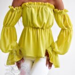 Bluzka szyfonowa marszczona NB Cali kanarkowa