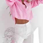 Koszula krótka Baster w paseczki różowa