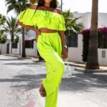 Komplet wakacyjny NB Fever neonowy limonkowy