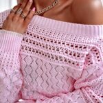 Sweterek ażurowy Faces słodki róż