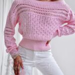 Sweterek ażurowy Faces słodki róż