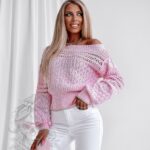 Sweterek ażurowy Faces słodki róż