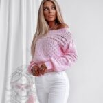 Sweterek ażurowy Faces słodki róż