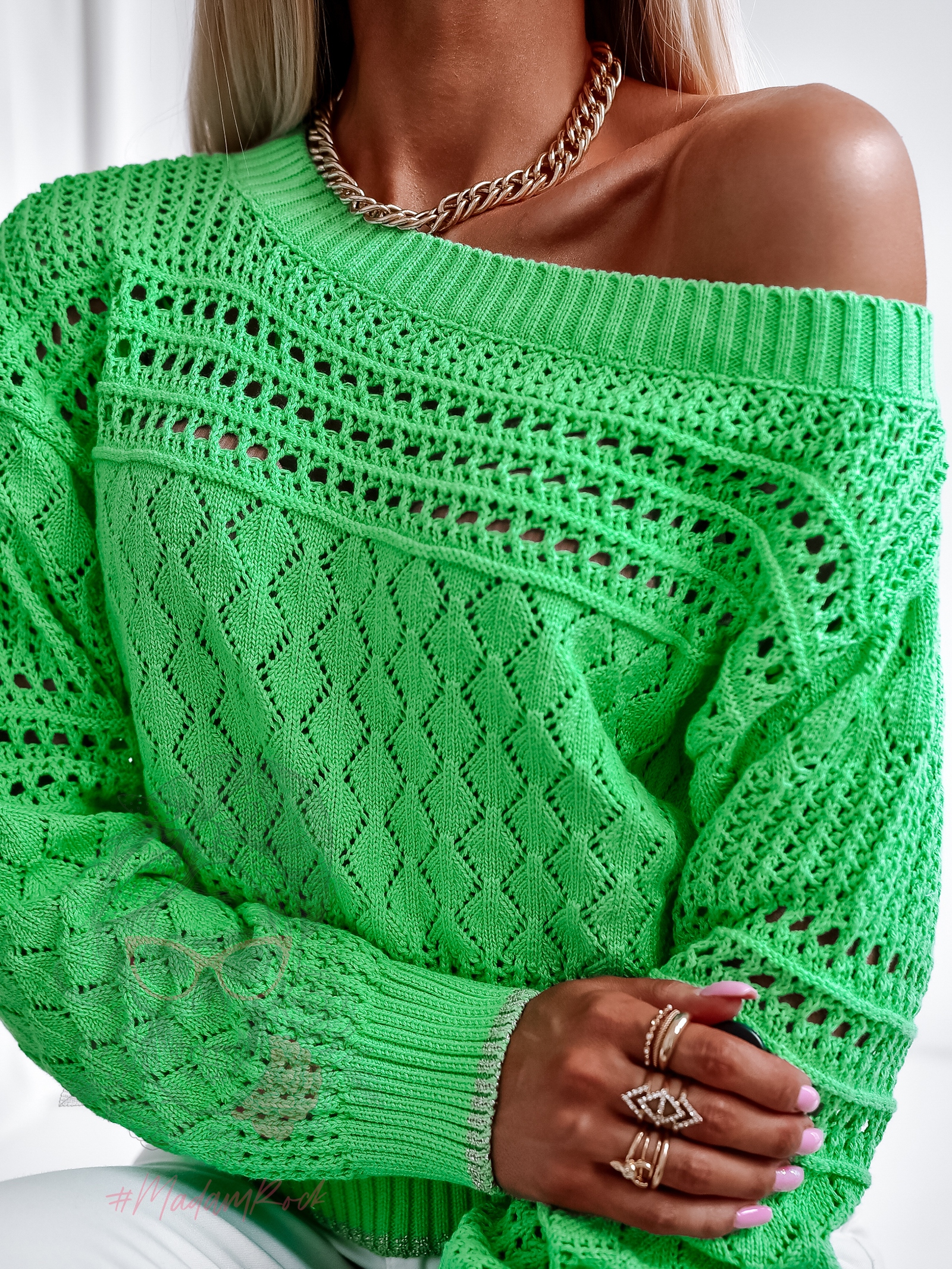 Sweterek ażurowy Faces wiosenna zieleń