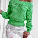 Sweterek ażurowy Faces wiosenna zieleń