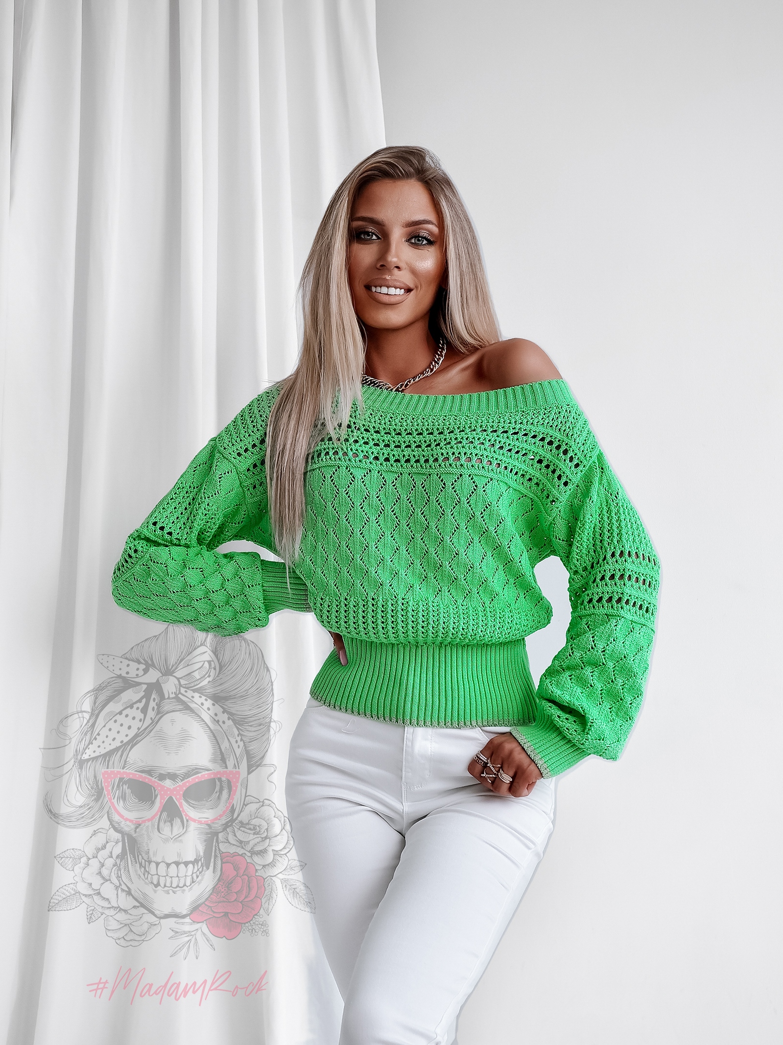 Sweterek ażurowy Faces wiosenna zieleń