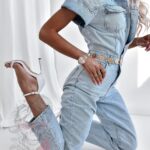 Kombinezon jeansowy Mobil jasnoniebieski