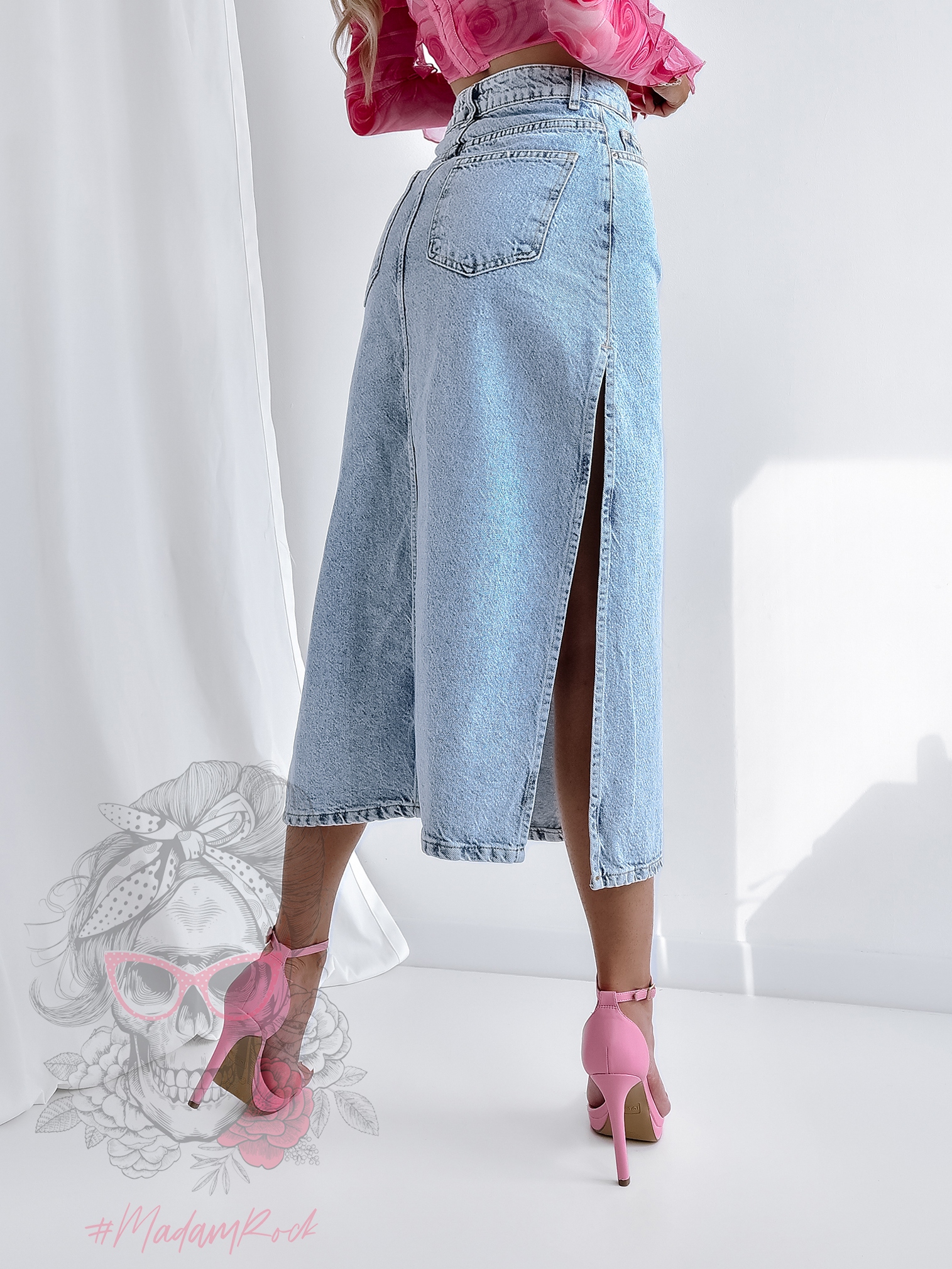 Spódnica mini jeansowa Sovi jasnoniebieska