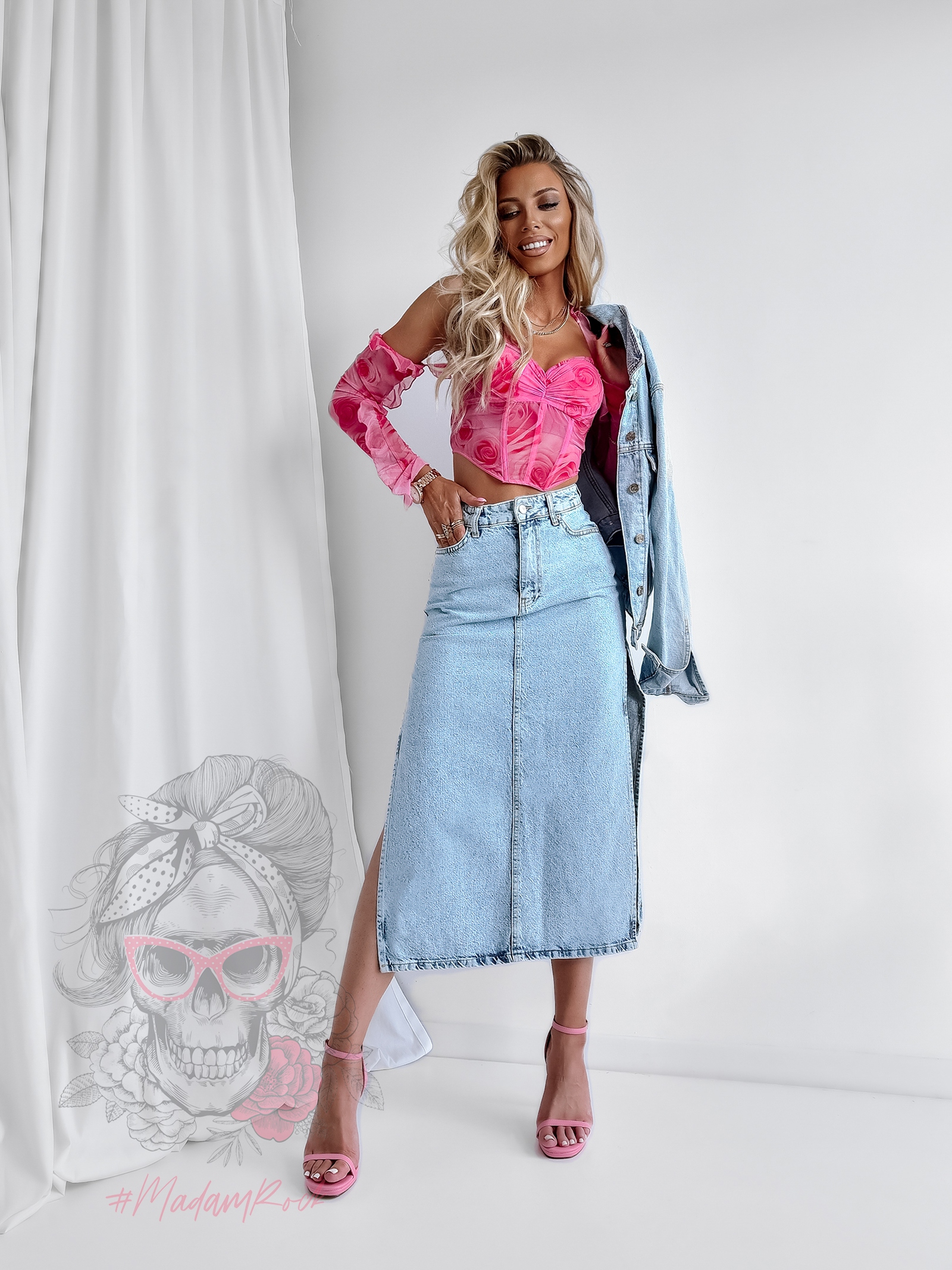 Spódnica mini jeansowa Sovi jasnoniebieska