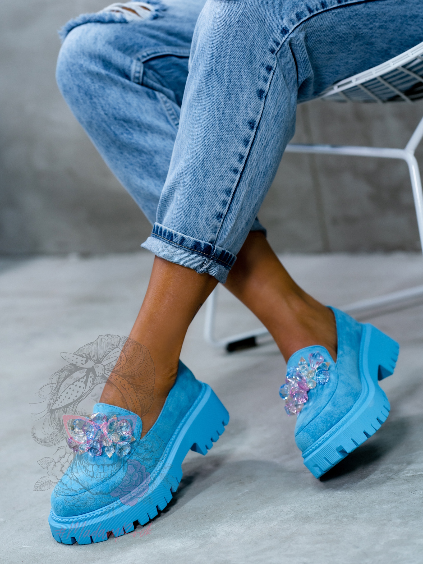 Mokasyny Madam Alecta błękitne