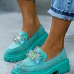 Mokasyny Madam Alecta miętowe