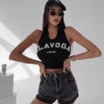 Top krótki Denise Ola Voga czarny