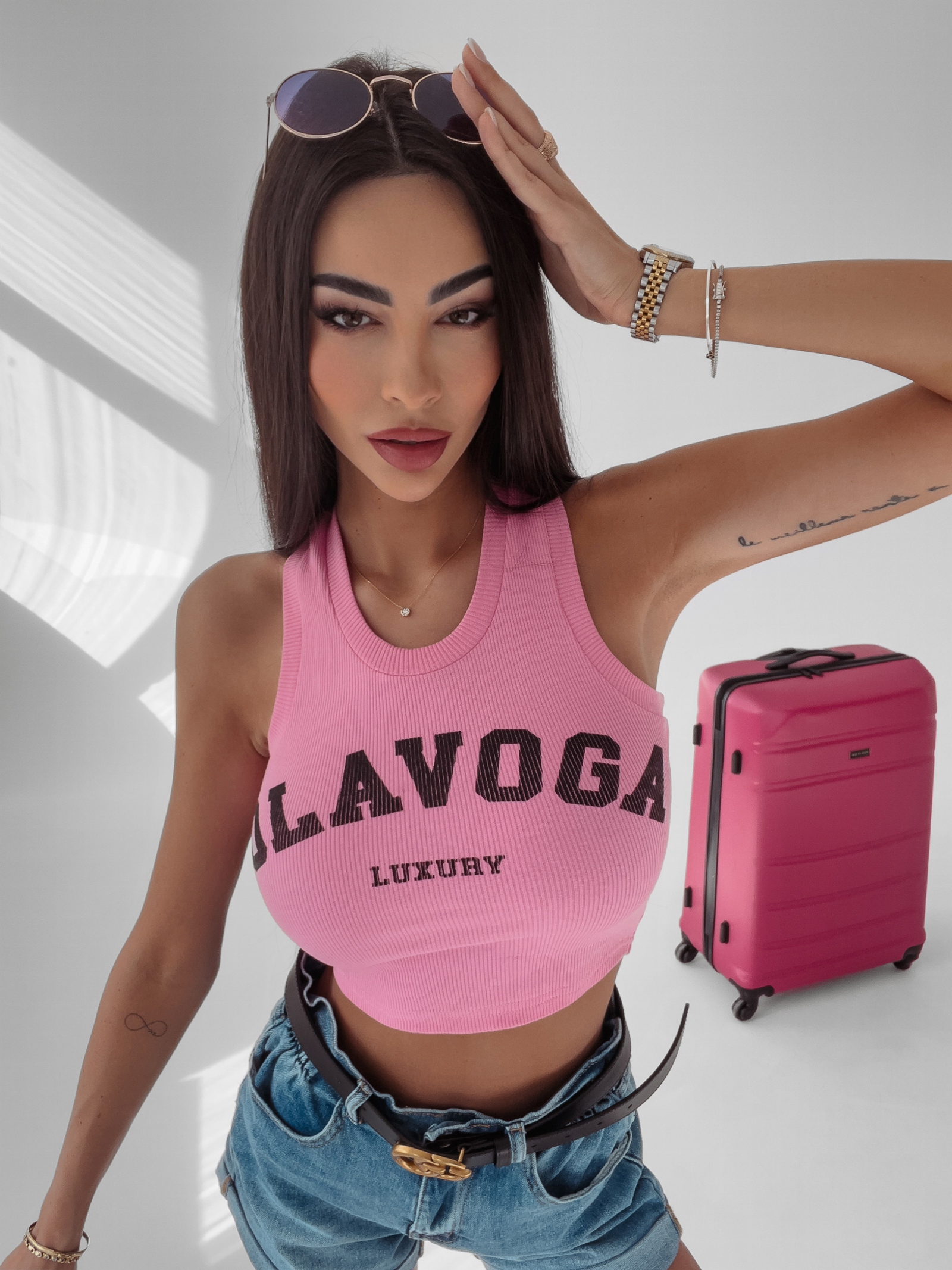 Top krótki Denise Ola Voga różowy Top krótki Denise Ola Voga różowy