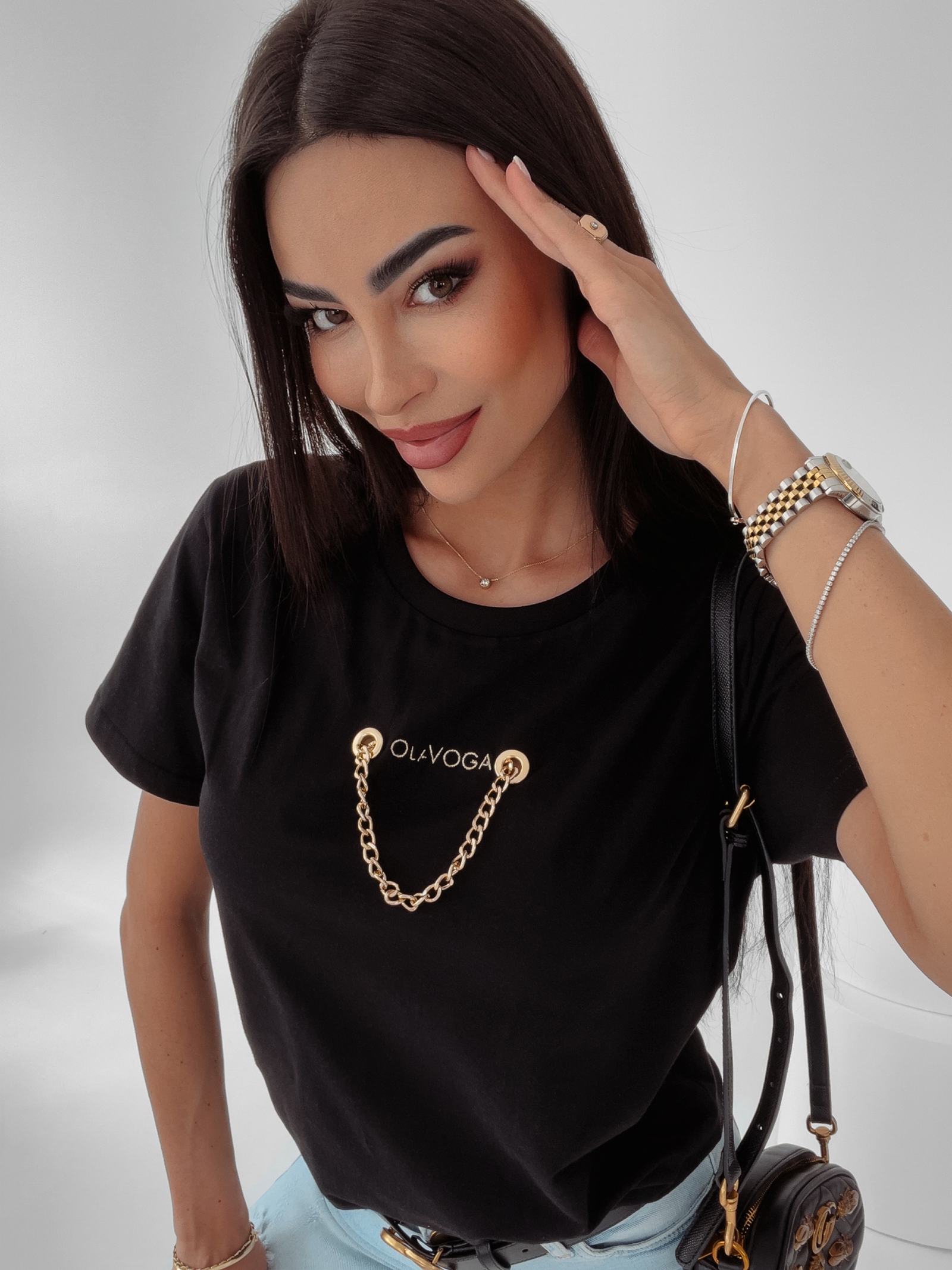 T-shirt regular fit Lena Ola Voga czarny T-shirt regular fit Lena Ola Voga czarny