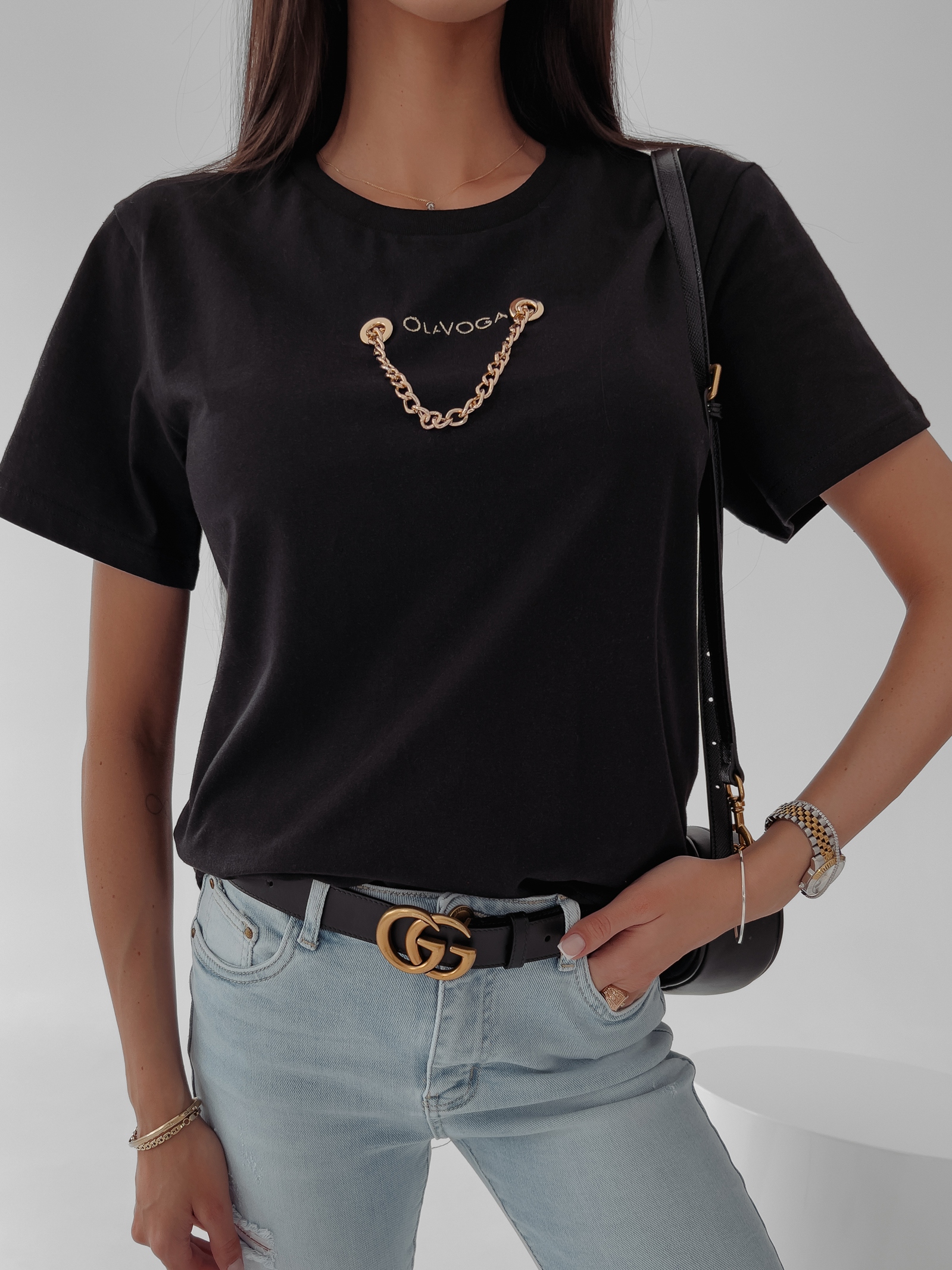 T-shirt regular fit Lena Ola Voga czarny T-shirt regular fit Lena Ola Voga czarny