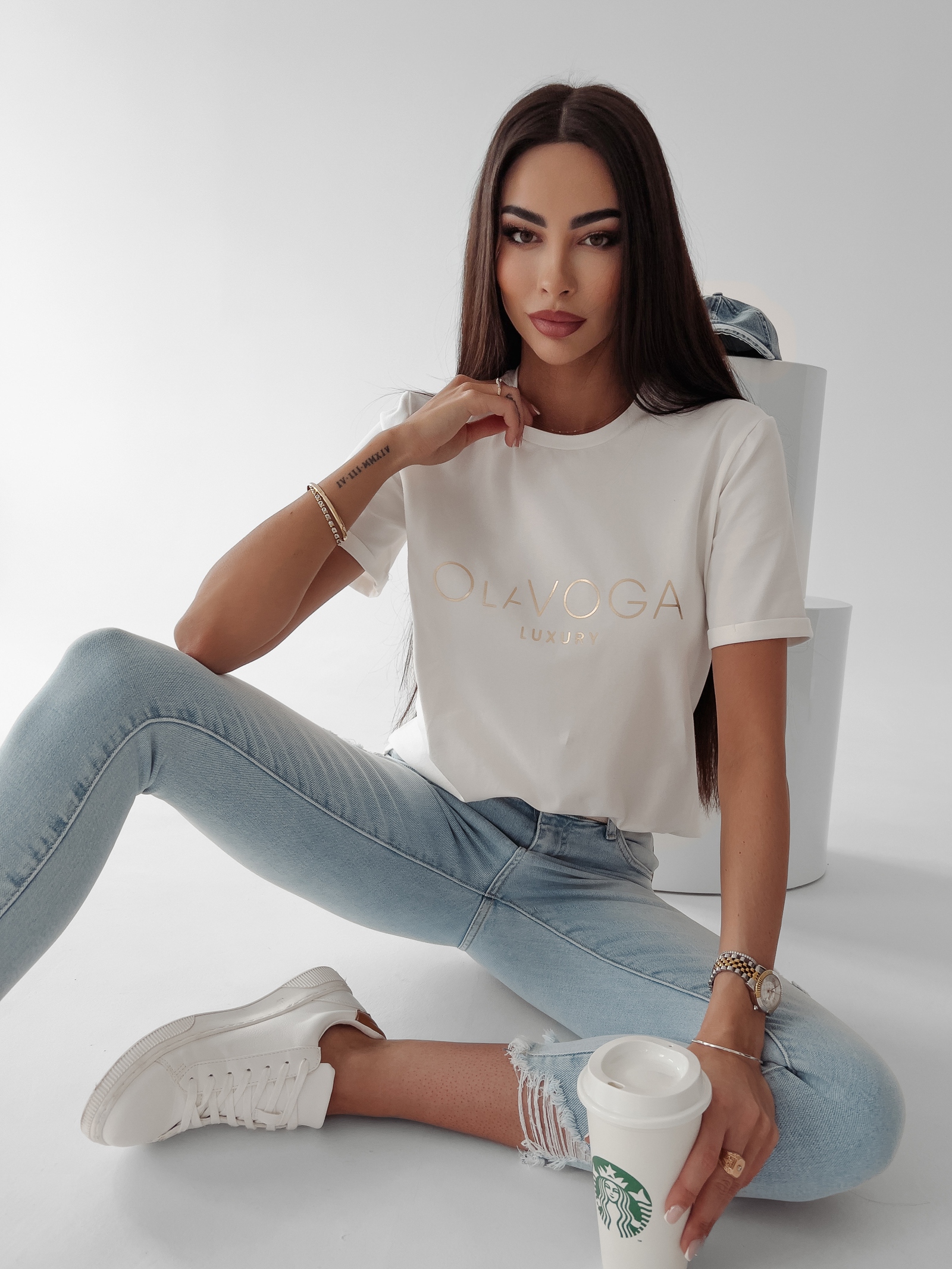 T-shirt uniwersalny Cafi Ola Voga ecru