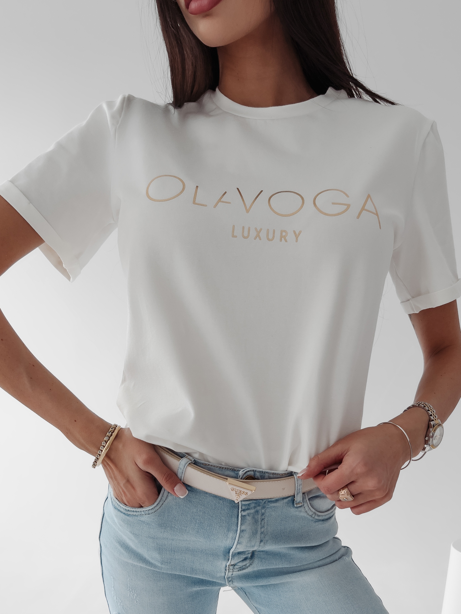 T-shirt uniwersalny Cafi Ola Voga ecru