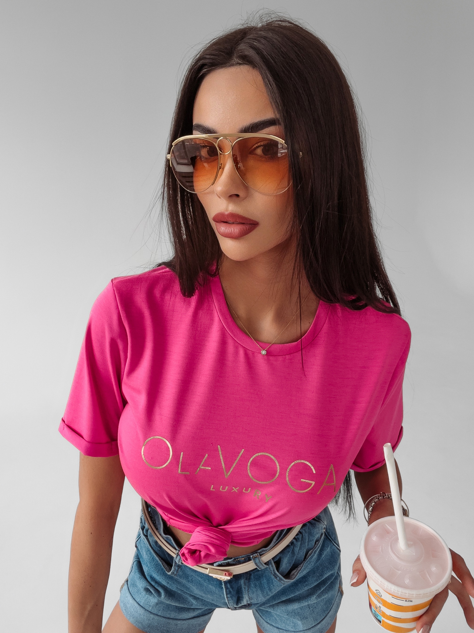 T-shirt uniwersalny Cafi Ola Voga amarantowy T-shirt uniwersalny Cafi Ola Voga amarantowy