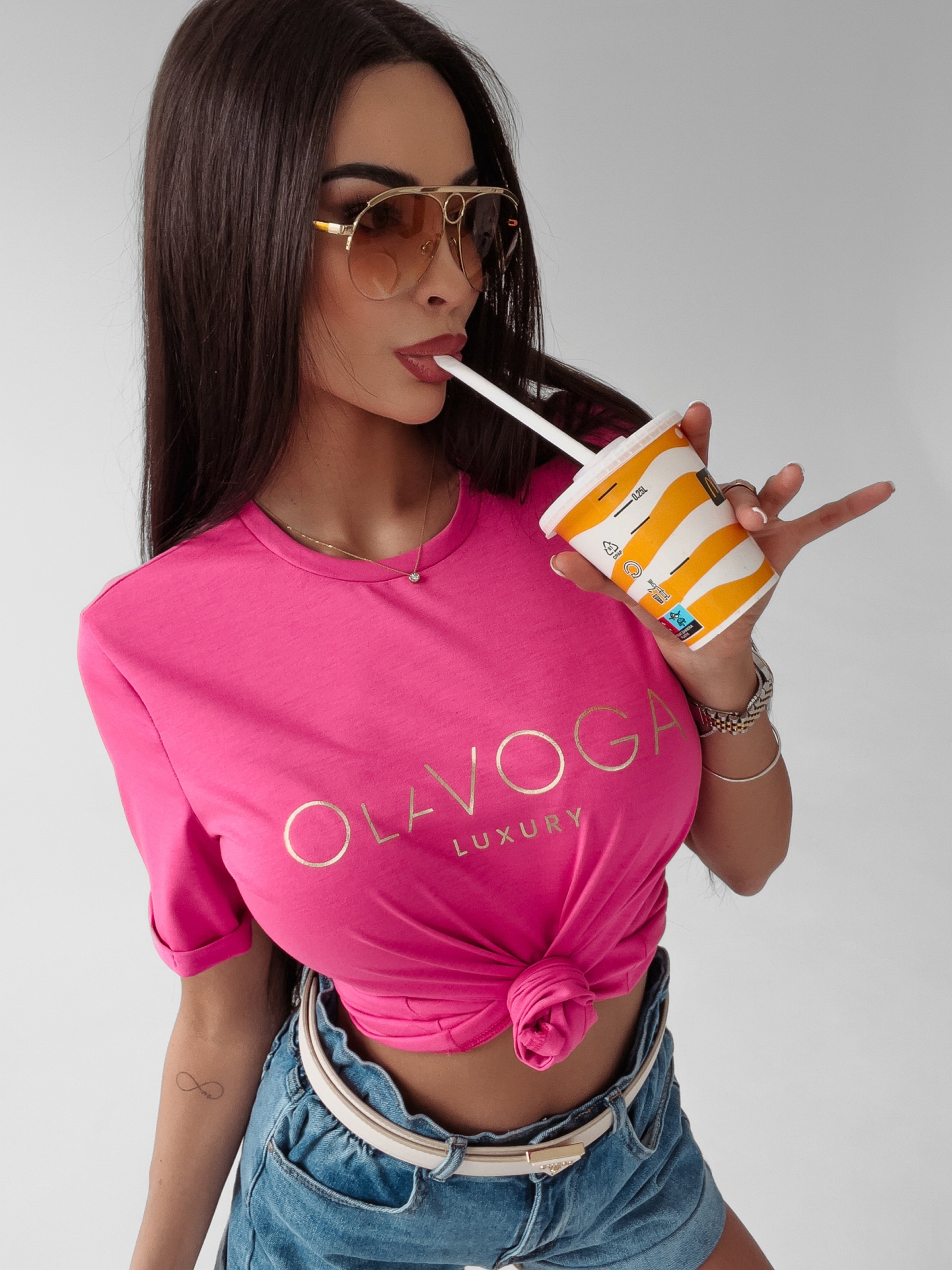 T-shirt uniwersalny Cafi Ola Voga amarantowy