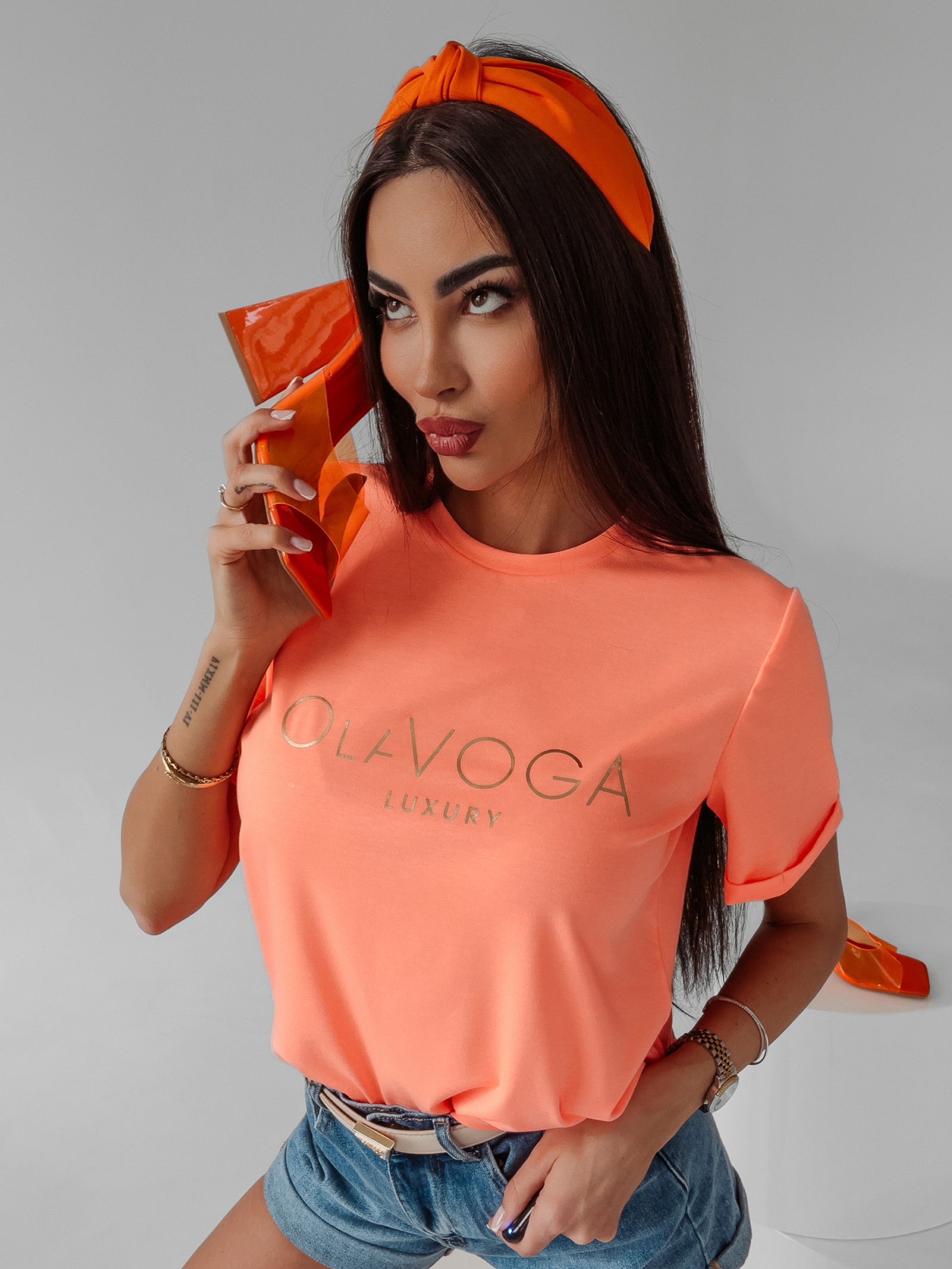 T-shirt uniwersalny Cafi Ola Voga koralowy