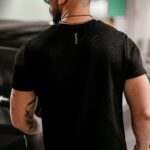 T-shirt dzianinowy męski Evan Ola Voga czarny