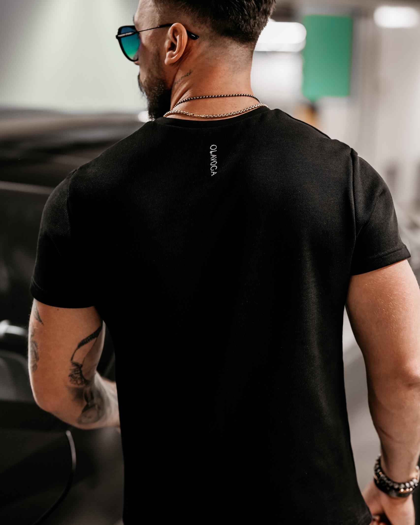 T-shirt dzianinowy męski Evan Ola Voga czarny