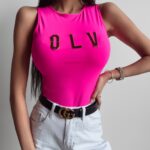 Body dopasowane Makira Ola Voga neonowy róż