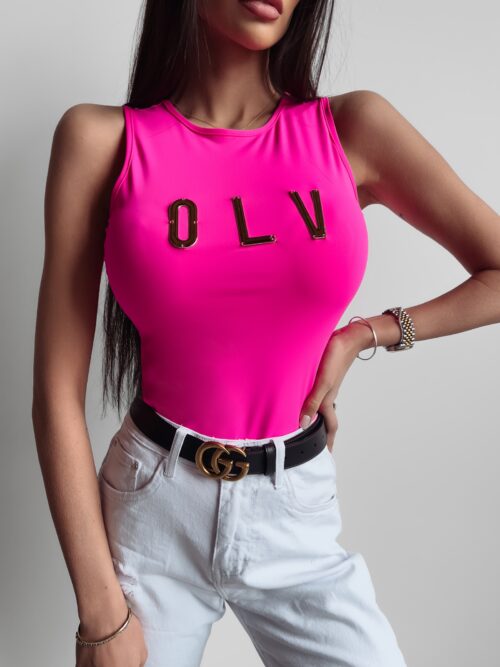 Body dopasowane Makira Ola Voga neonowy róż