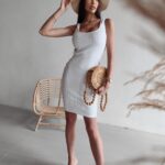 Sukienka mini z dzianiny Perle Ola Voga biała