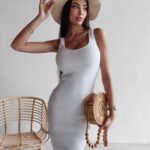 Sukienka mini z dzianiny Perle Ola Voga biała