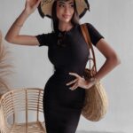 Sukienka na krótki rękaw basicowa Ashe Ola Voga czarna