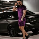 Komplet welurowy męski Parker Ola Voga śliwkowy