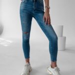 Spodnie jeansowe medium waist Ella 5152 Ola Voga niebieskie