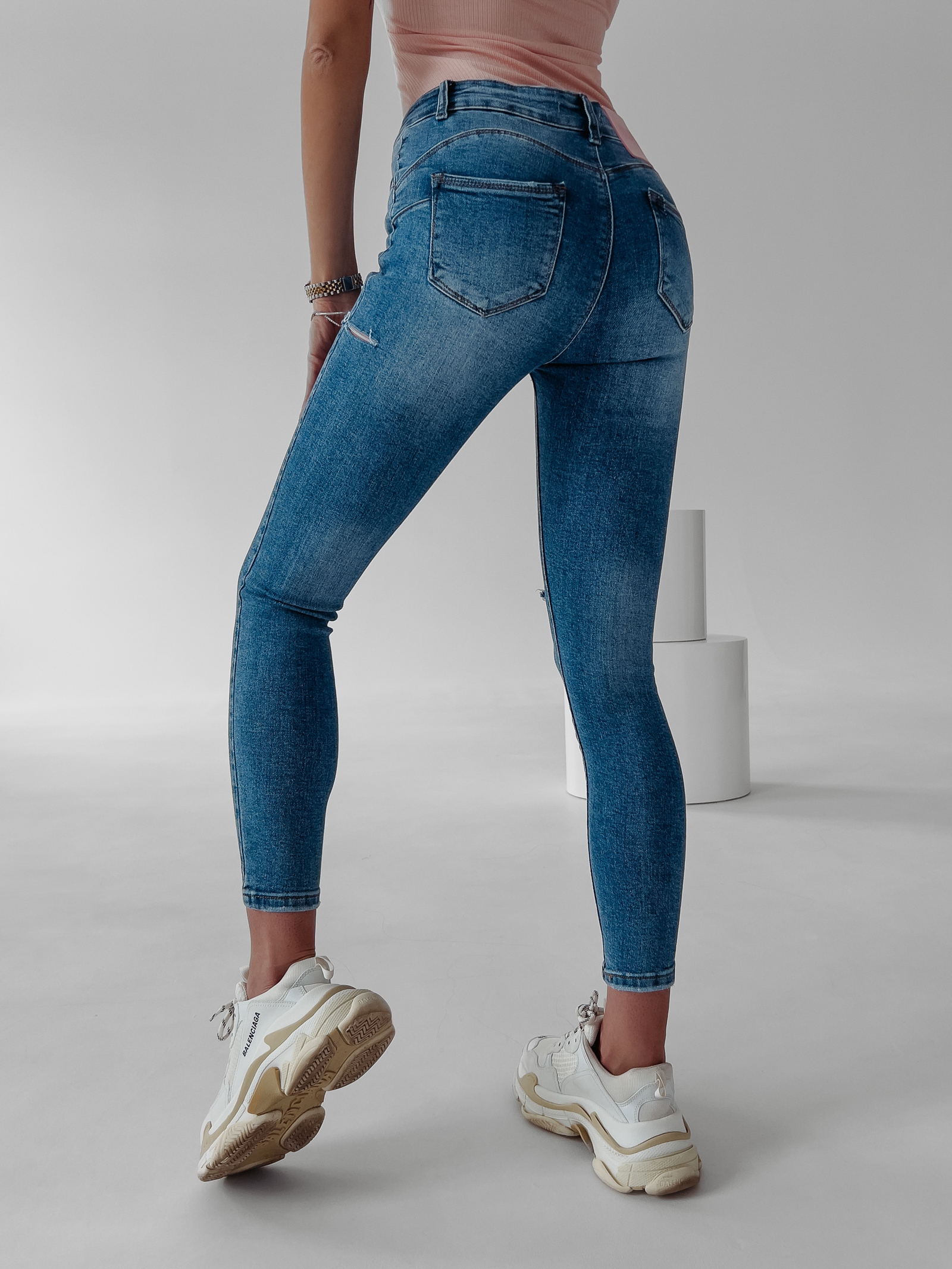 Spodnie jeansowe medium waist Ella 5152 Ola Voga niebieskie